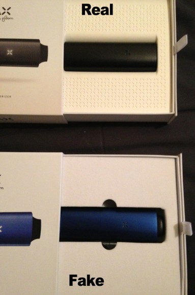 It's easier to tell fake from authentic here. The real one has groves indented in the plastic case the vaporizer lays in